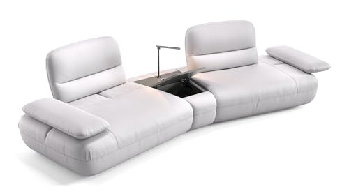 sofanella Leder Sofa mit Mittelkonsole Dubai - Designer Couch italienisches Design - Hochwertiges Ledersofa mit Relax-Sitzverstellung - Weiß S: 320 Breite x 116 Tiefe sofanella Leder Sofa mit Mittelkonsole Dubai - Designer Couch italienisches Design - Hochwertiges Ledersofa mit Relax-Sitzverstellung - Weiß S: 320 Breite x 116 Tiefe von sofanella
