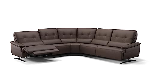 Sofanella Leder Wohnlandschaft PERLO - Hochwertige Polstergarnitur italienisches Design - Designer Ledersofa mit Relax-Sitzverstellung - Braun S: 270 x 270 Breite von sofanella