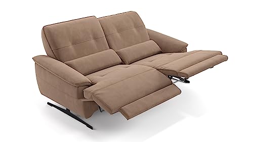sofanella Stoff 2-Sitzer PERLO - Hochwertige Zweisitzer Couch italienisches Design - Designer Stoffsofa mit Relax-Sitzverstellung - Hellbraun von sofanella