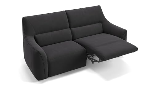 sofanella Stoff 2-Sitzer Pesaro - Hochwertige Zweisitzer Couch italienisches Design - Designer Stoffsofa mit Relax-Sitzverstellung - Schwarz von sofanella