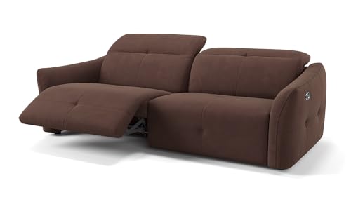 Sofanella Stoff 3-Sitzer CASADO - Hochwertige Dreisitzer Couch italienisches Design - Designer Stoffsofa mit Relax-Sitzverstellung - Dunkelbraun - Dunkelbraun M: 228 Breite x 108 Tiefe von Sofanella