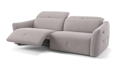 Sofanella Stoff 3-Sitzer CASADO - Hochwertige Dreisitzer Couch italienisches Design - Designer Stoffsofa mit Relax-Sitzverstellung - Hellgrau M: 228 Breite x 108 Tiefe von Sofanella
