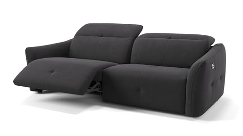 Sofanella Stoff 3-Sitzer CASADO - Hochwertige Dreisitzer Couch italienisches Design - Designer Stoffsofa mit Relax-Sitzverstellung - Schwarz M: 228 Breite x 108 Tiefe von Sofanella