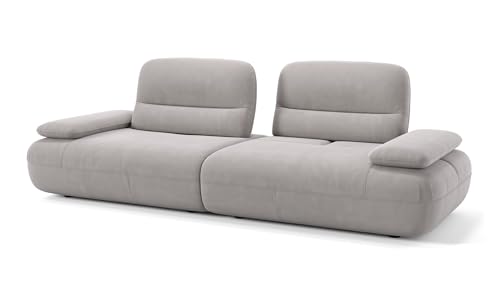 Sofanella Stoff 3-Sitzer Dubai - Hochwertige Dreisitzer Couch italienisches Design - Designer Stoffsofa mit Relax-Sitzverstellung - Hellgrau M: 272 Breite x 116 Tiefe von Sofanella