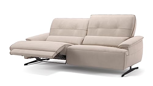 sofanella Stoff 3-Sitzer PERLO - Hochwertige Dreisitzer Couch italienisches Design - Designer Stoffsofa mit Relax-Sitzverstellung - Creme M: 218 Breite x 101 Tiefe von sofanella