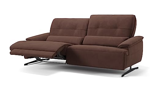 Sofanella Stoff 3-Sitzer PERLO - Hochwertige Dreisitzer Couch italienisches Design - Designer Stoffsofa mit Relax-Sitzverstellung - Dunkelbraun S: 188 Breite x 101 Tiefe von Sofanella