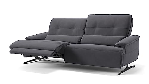 Sofanella Stoff 3-Sitzer PERLO - Hochwertige Dreisitzer Couch italienisches Design - Designer Stoffsofa mit Relax-Sitzverstellung - Dunkelgrau M: 218 Breite x 101 Tiefe von Sofanella
