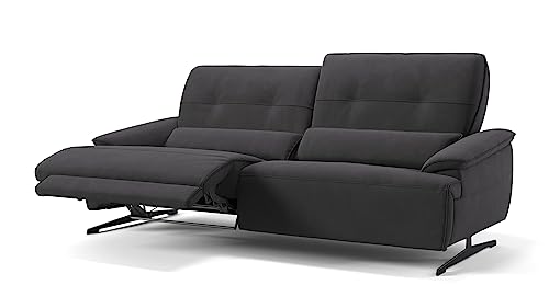 Sofanella Stoff 3-Sitzer PERLO - Hochwertige Dreisitzer Couch italienisches Design - Designer Stoffsofa mit Relax-Sitzverstellung - Schwarz M: 218 Breite x 101 Tiefe von Sofanella