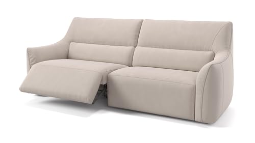 sofanella Stoff 3-Sitzer Pesaro - Hochwertige Dreisitzer Couch italienisches Design - Designer Stoffsofa mit Relax-Sitzverstellung - Creme M: 224 Breite x 88 Tiefe von sofanella