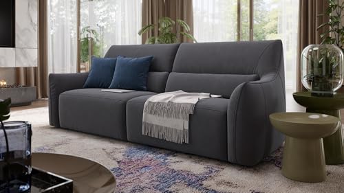 sofanella Stoff 3-Sitzer Pesaro - Hochwertige Dreisitzer Couch italienisches Design - Designer Stoffsofa mit Relax-Sitzverstellung - Dunkelbraun M: 224 Breite x 88 Tiefe von sofanella
