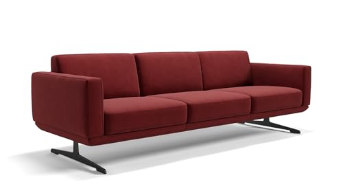 sofanella Stoff 3-Sitzer Sofa XXL MARETO - Hochwertige Dreisitzer Couch italienisches Design - Designer Stoffsofa ohne Funktion - Rot S: 220 Breite x 78 Tiefe von sofanella