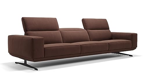 sofanella Stoff 3-Sitzer Sofa XXL Merano - Hochwertige Dreisitzer Couch italienisches Design - Designer Stoffsofa mechanische Kopfteilverstellung - Dunkelbraun M: 303 Breite x 109 Tiefe von sofanella