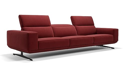 sofanella Stoff 3-Sitzer Sofa XXL Merano - Hochwertige Dreisitzer Couch italienisches Design - Designer Stoffsofa mechanische Kopfteilverstellung - Rot S: 288 Breite x 109 Tiefe von sofanella
