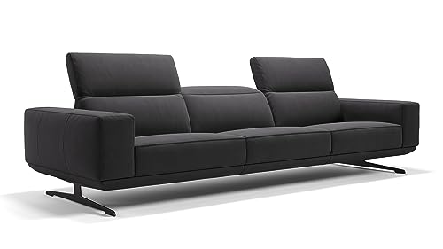 sofanella Stoff 3-Sitzer Sofa XXL Merano - Hochwertige Dreisitzer Couch italienisches Design - Designer Stoffsofa mechanische Kopfteilverstellung - Schwarz M: 303 Breite x 109 Tiefe von sofanella