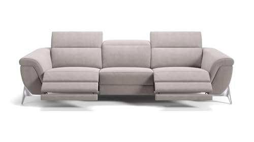 Sofanella Stoff 3-Sitzer XXL Arina - Hochwertige Dreisitzer Couch italienisches Design - Designer Stoffsofa mit Relax-Sitzverstellung - Hellgrau M: 315 Breite x 101 Tiefe von Sofanella