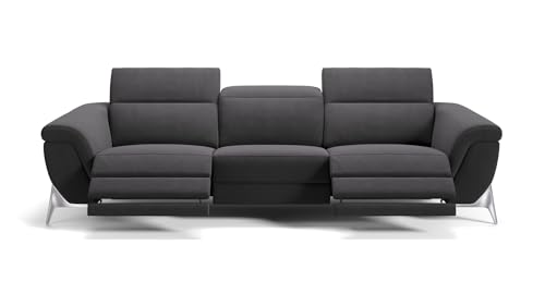 sofanella Stoff 3-Sitzer XXL Arina - Hochwertige Dreisitzer Couch italienisches Design - Designer Stoffsofa mit Relax-Sitzverstellung - Schwarz M: 315 Breite x 101 Tiefe von sofanella