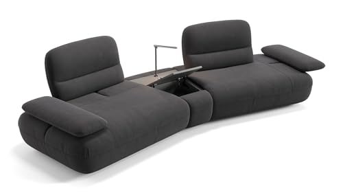 Sofanella Stoff Sofa mit Mittelkonsole Dubai - Designer Couch italienisches Design - Hochwertiges Stoffsofa mit Relax-Sitzverstellung - Schwarz S: 320 Breite x 116 Tiefe von Sofanella