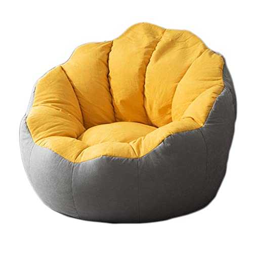 Sofdicht Bean Bag Chair Cover+Footstool Cover (No Filler), Petal Design Seat Recliner Lazy Sofa Cover for Organizing Plush Toys Memory Foam,Couples Sofa Lazy Sack,Yellow Light Gray von Sofdicht