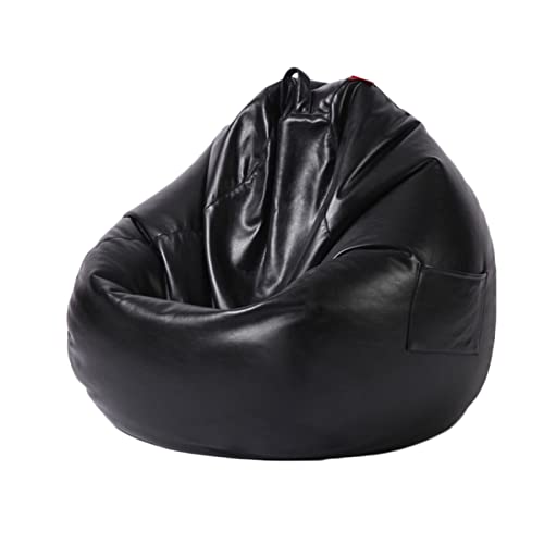 Sofdicht Bean Bag Hülle für Sitzsack ohne Füllung, Sitzsack Abdeckung aus Öko-Leder Outdoor Bean Bag Sofa Bezug ideal für Jugendliche und Erwachsene,Schwarz,90 * 110cm von Sofdicht
