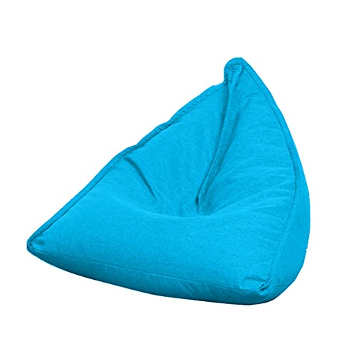 Sofdicht Sitzsackbezug mit hoher Rückenlehne, Bodenbezug, faltbar, Leinen, einfarbig, schlichtes Design, Sitzlehne ohne Füllung, für Erwachsene, Kinder, Teenager, Himmelblau, Größe S von Sofdicht