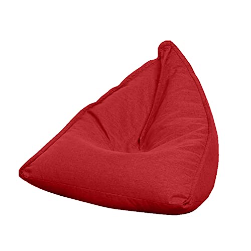 Sofdicht Sitzsackbezug mit hoher Rückenlehne, Bodenbezug, faltbar, Leinen, einfarbig, schlichtes Design, Sitzlehne ohne Füllung, für Erwachsene, Kinder, Teenager, Rot, Größe S von Sofdicht