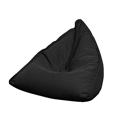 Sofdicht Sitzsackbezug mit hoher Rückenlehne, Bodenbezug, faltbar, Leinen, einfarbig, schlichtes Design, Sitzlehne ohne Füllung, für Erwachsene, Kinder, Teenager, Schwarz, XXL von Sofdicht