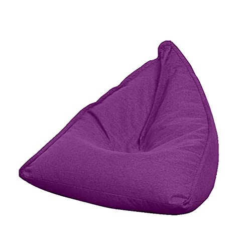 Sofdicht Sitzsackbezug mit hoher Rückenlehne, Bodenbezug, faltbar, Leinen, einfarbig, schlichtes Design, Sitzlehne ohne Füllung, für Erwachsene, Kinder, Teenager, Violett, Größe S von Sofdicht