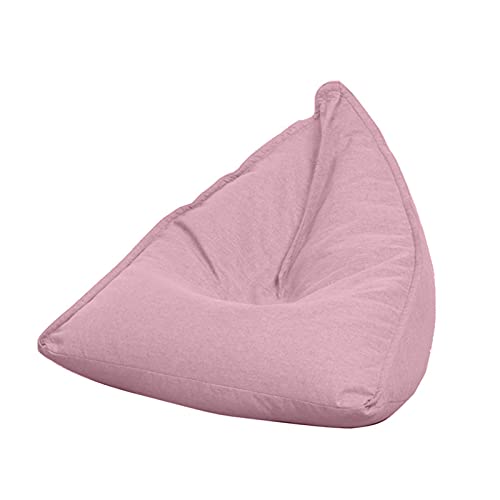 Sofdicht Sitzsackbezug mit hoher Rückenlehne, Bodenbezug, faltbar, Leinen, einfarbig, schlichtes Design, Sitzliege ohne Füllung, für Erwachsene, Kinder, Teenager, Rosa, Größe L von Sofdicht