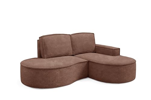 Ecksofa, Molly Boucle, BONELL abgerundet, runde Form, ohne Schlaffunktion, 210 cm x 88 cm x 157 cm, Moderne Ecke (Quelle 26 - braun) von Sofello