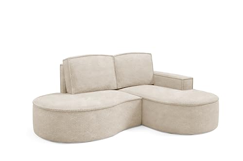 Ecksofa, Molly Boucle, BONELL abgerundet, runde Form, ohne Schlaffunktion, 210 cm x 88 cm x 157 cm, Moderne Ecke (abriamo 03 - Hellbeige) von Sofello