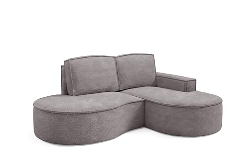 Ecksofa, Molly Boucle, BONELL abgerundet, runde Form, ohne Schlaffunktion, 210 cm x 88 cm x 157 cm, Moderne Ecke (abriamo 07 - grau) von Sofello