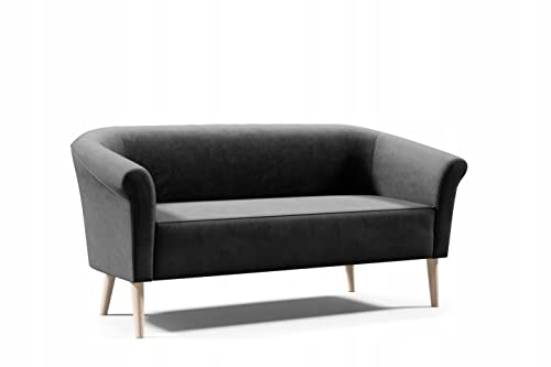 Skandinavisches Sofa 3 Sitzer ESPERO III Braun Sitzbank Velour hohe Beine aus Holz in Schwarz Weiẞ Buche ohne Schlaffunktion (Monolith 97 - grau) von Sofello