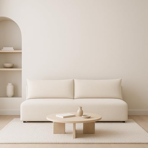 Sofello Ecksofa LUNO mit Schlaffunktion Beige – Moderne Cordsofa für Ihr Wohnzimmer, Schlaffläche: 204×144 cm (Quelle 02 - Creme) von Sofello