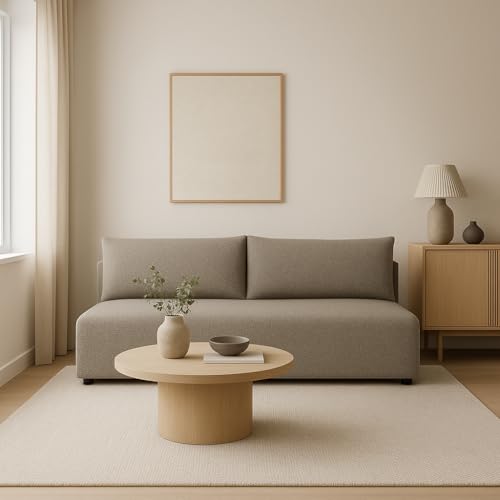 Sofello Ecksofa LUNO mit Schlaffunktion Beige – Moderne Cordsofa für Ihr Wohnzimmer, Schlaffläche: 204×144 cm (Quelle 05 - beige) von Sofello