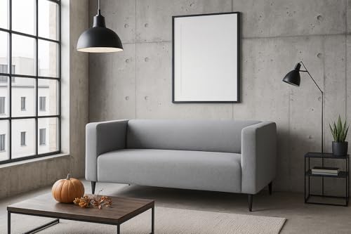 Sofello Modernes Komfortables Zweisitzer-Polstersofa CALMO - 2 sitzer Sofa Möbel Breite160 cm (Curio 80 - grau) von Sofello