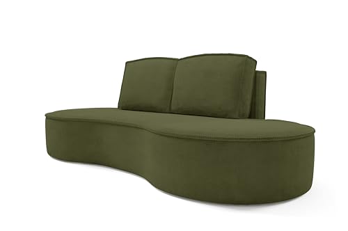 Sofello Molly abgerundetes Couch ohne Schlaffunktion kleines Couch für Wohnzimmer modernes (Curio 39 - Olive) von Sofello