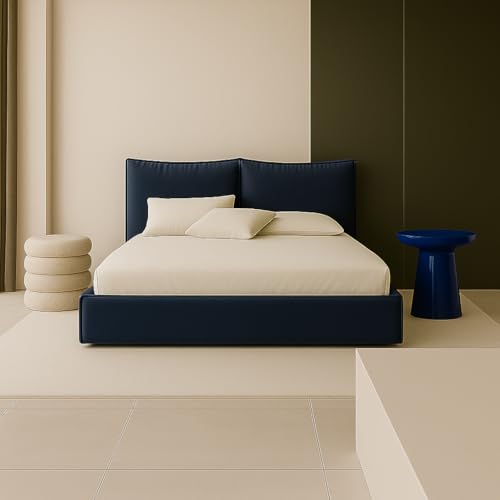 Sofello Polsterbett Glam Doppelbett mit Reißverschluss Liegefläche 120 140 160 180 200 Samt mit Bettkasten und Rahmen aus Metall (Riviera 81 - blau, 200x200) von Sofello