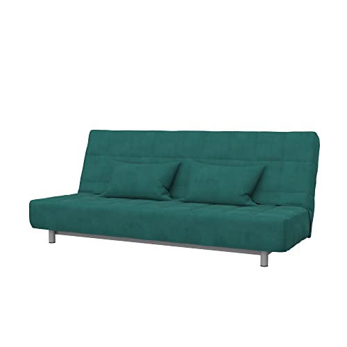 Soferia Kompatible Ersatzbezug fur BEDDINGE 3-er Bettsofa, Stoff Majestic Velvet Aquamarine (FLECKENABWEISEND und WASSERABWEISEND), Türkis von Soferia