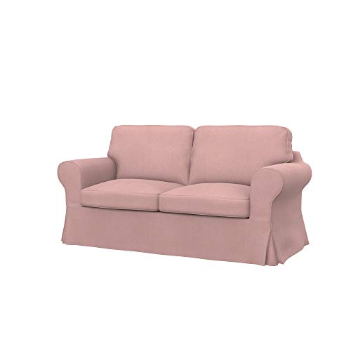 Soferia Kompatible Ersatzbezug fur EKTORP 2er-Bettsofa, Stoff Majestic Velvet Blush Pink (FLECKENABWEISEND und WASSERABWEISEND), Rosa von Soferia