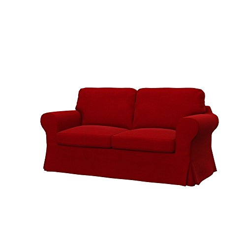 Soferia Kompatible Ersatzbezug fur EKTORP 2er-Sofa, Stoff Elegance Red (FLECKENBESTÄNDIG, WASSERABWEISEND und Kratzfest), Rot von Soferia