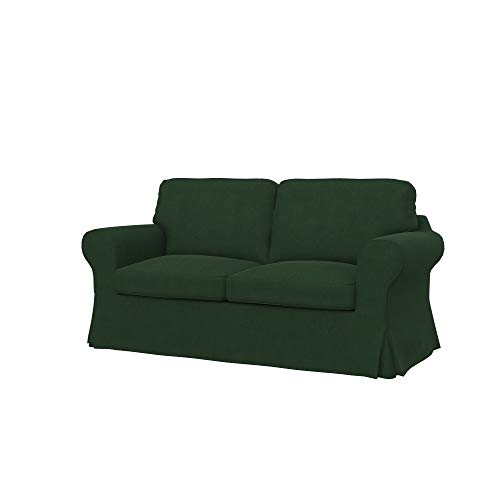 Soferia Kompatible Ersatzbezug fur EKTORP 2er-Sofa, Stoff Majestic Velvet Bottle Green (FLECKENABWEISEND und WASSERABWEISEND), Grün von Soferia