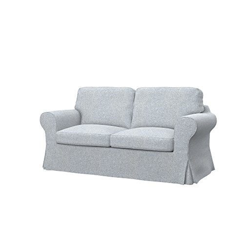 Soferia Kompatible Ersatzbezug fur EKTORP 2er-Sofa, Stoff Naturel Light Grey (FLECKENBESTÄNDIG), Grau von Soferia