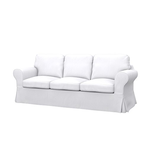 Soferia Kompatible Ersatzbezug fur EKTORP 3er-Sofa, Stoff Eco Leather White (FLECKENABWEISEND und WASSERABWEISEND), Weiß von Soferia