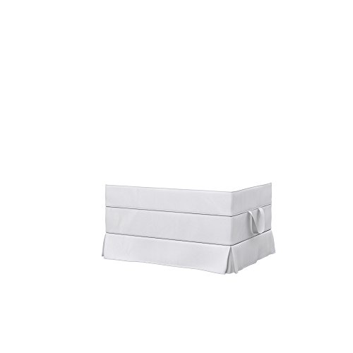 Soferia Kompatible Ersatzbezug fur EKTORP Hocker, Stoff Eco Leather White (FLECKENABWEISEND und WASSERABWEISEND), Weiß von Soferia