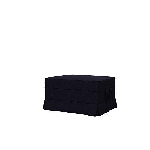 Soferia Kompatible Ersatzbezug fur EKTORP Hocker, Stoff Elegance Black (FLECKENBESTÄNDIG, WASSERABWEISEND und Kratzfest), Schwarz von Soferia