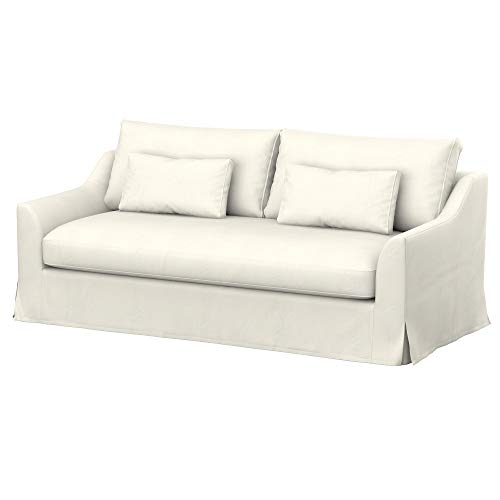 Soferia Kompatible Ersatzbezug fur FARLOV 3er-Sofa, Stoff Majestic Velvet Creme (FLECKENABWEISEND und WASSERABWEISEND), Ecru von Soferia