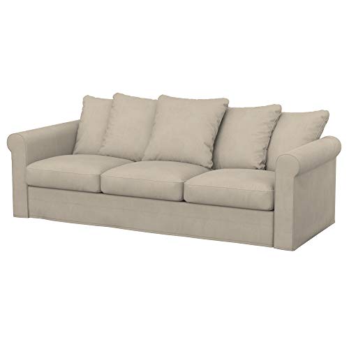 Soferia Kompatible Ersatzbezug fur GRONLID 3er-Sofa, Stoff Majestic Velvet Beige (FLECKENABWEISEND und WASSERABWEISEND), Beige von Soferia