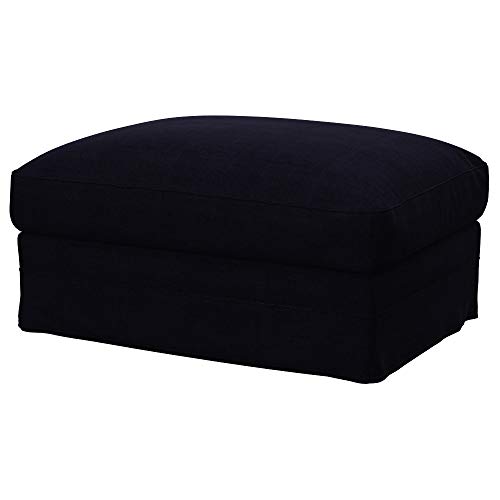 Soferia Kompatible Ersatzbezug fur GRONLID Hocker, Stoff Elegance Black (FLECKENBESTÄNDIG, WASSERABWEISEND und Kratzfest), Schwarz von Soferia