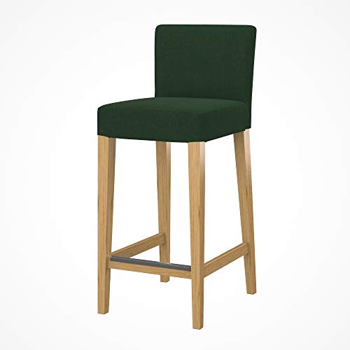 Soferia Stuhlhusse Kompatibel Mit HENRIKSDAL Barkruk Stuhlbezug Stuhl Cover Einfache Reinigung Allergiefrei Wasserabweisend Majestic Velvet Flasche grün von Soferia