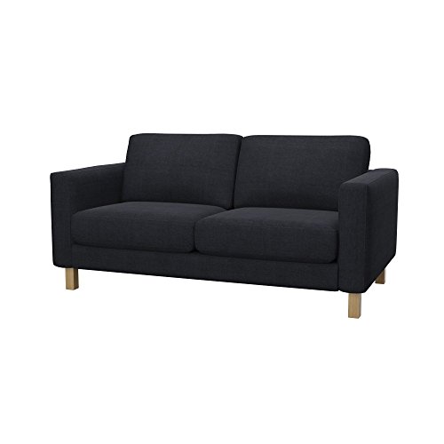 Soferia Kompatible Ersatzbezug fur KARLSTAD 2er-Sofa, Stoff Elegance Dark Grey (FLECKENBESTÄNDIG, WASSERABWEISEND und Kratzfest), Grau von Soferia